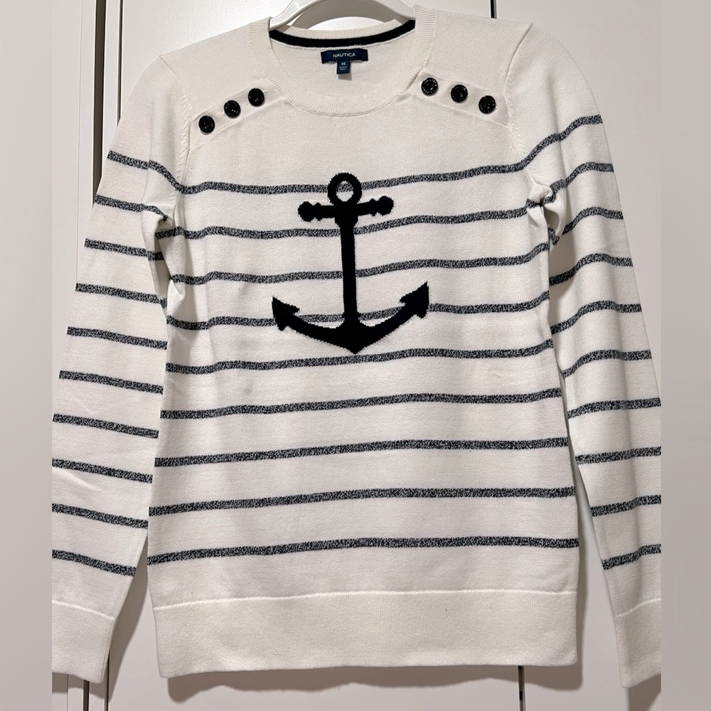 Nautica Stripe Sweater with Anchor